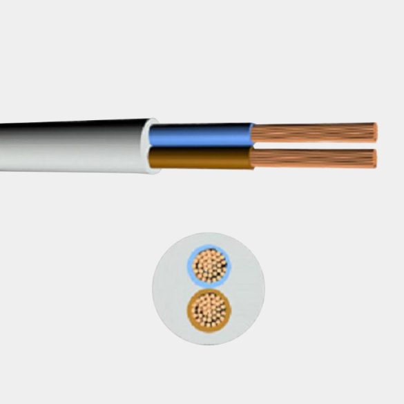 MT kábel 2x1,0mm2 fehér PVC köpenyes réz erű sodrott H05VV-F (MTK)