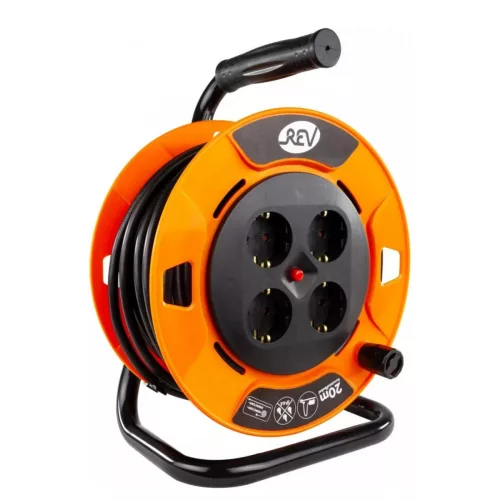 GAO 0010114900 kábeldob, 20 méter, 4 dugalj, max. 3000 W, 3x1.5 mm2, IP20, termo kapcsoló