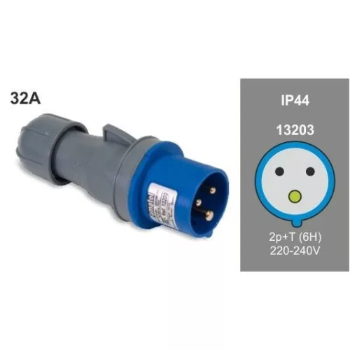 FAMATEL ipari lengő dugvilla 2P+F 230V 32A   IP44, 13203, Famatel S.A