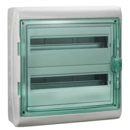   Schneider KAEDRA Kiselosztó, átlátszó ajtó, falon kívüli, 2x18 modul, szürke, 13434