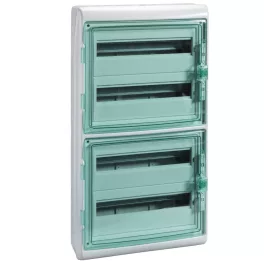   Schneider KAEDRA Kiselosztó, átlátszó ajtó, falon kívüli, 4x18 modul, szürke, 13437