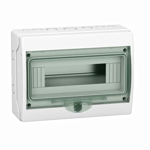 Schneider KAEDRA Mini elosztó, átlátszó ajtó, falon kívüli, 1x12 modul, szürke, 13444