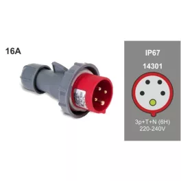   FAMATEL ipari lengő villa 3P+N+F 380V 16A IP67, 14301, Famatel S.A