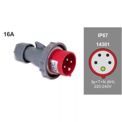 FAMATEL ipari lengő villa 3P+N+F 380V 16A IP67, 14301, Famatel S.A