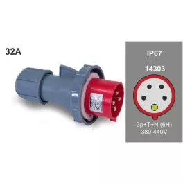   FAMATEL ipari lengő villa 3P+N+F 380V 32A IP67, 14303, Famatel S.A