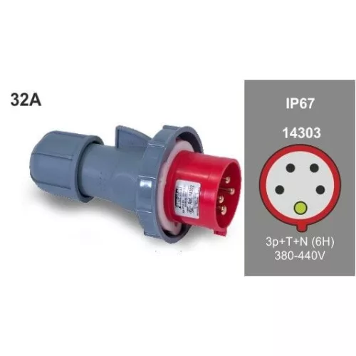 FAMATEL ipari lengő villa 3P+N+F 380V 32A IP67, 14303, Famatel S.A