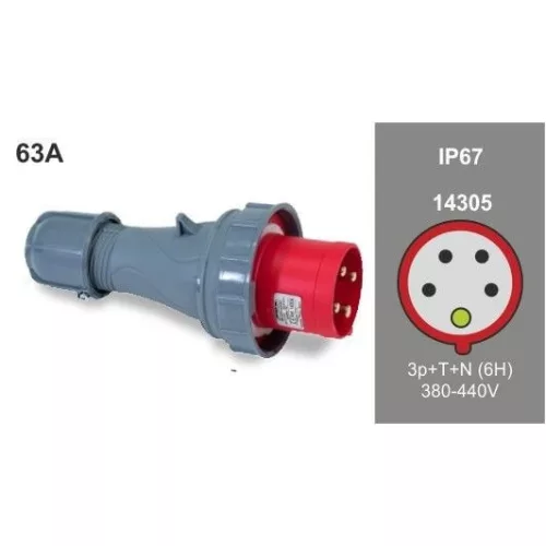 FAMATEL ipari lengő villa 3P+N+F 380V 63A IP67, 14305, Famatel S.A