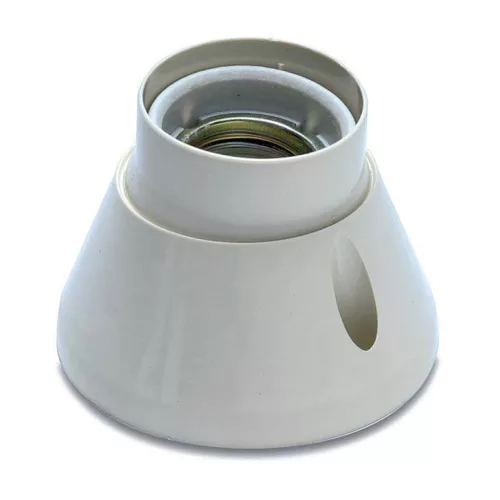 Műanyag talpas foglalat, porcelán betétes, forgatható 360°-ban, E-27, szürke, 181, Famatel S.A