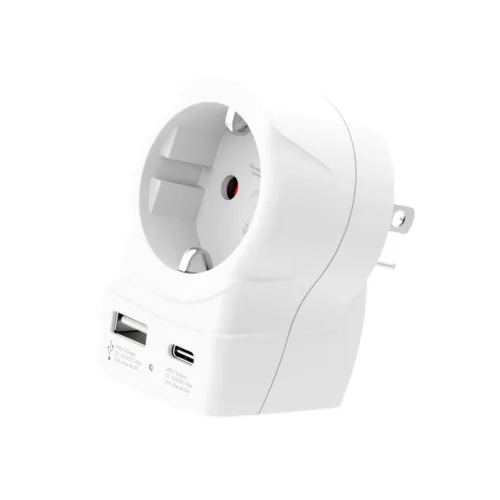 SKROSS 1.500284-E utazó adapter, Europe to USA", USB-C + USB-A 20W PD, gyorstöltés"