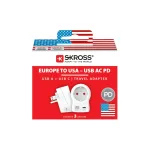 SKROSS 1.500284-E utazó adapter, Europe to USA", USB-C + USB-A 20W PD, gyorstöltés"