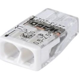   WAGO COMPACT vezeték összekötő 2x0,5-2,5 mm2 tömör vezetékhez, átlátszó házban, fehér fedéllel 2273-202