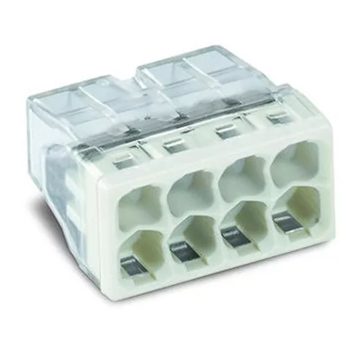 WAGO COMPACT vezeték összekötő 8x0,5-2,5 mm2 tömör vezetékhez, átlátszó házban, világosszürke fedéllel 2273-208