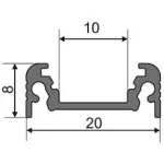 Topmet TM-profil LED Surface alu fekete 2000mm 77270021