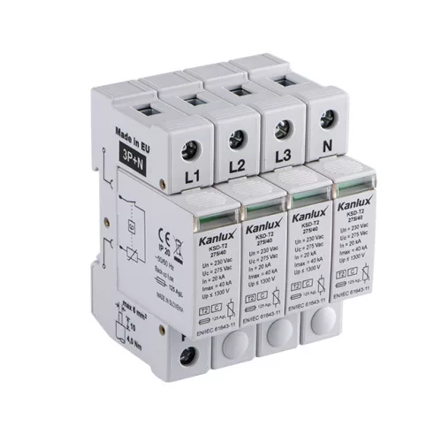 Kanlux 23133 KSD-T2 275/160 3P+N túlfeszültség korlátozó, sorolható 3 polusú