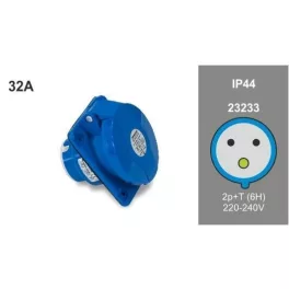   FAMATEL ipari beépíthető dugalj 2P+F 230V 32A  IP44, 23233, Famatel S.A