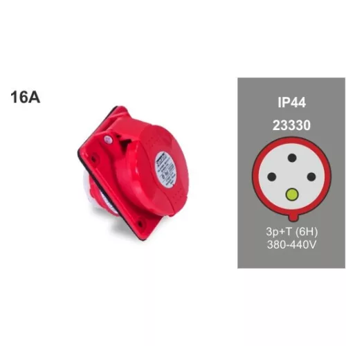 FAMATEL ipari beépíthető döntött dugalj/ dafb-163 / 3P+F 380V 16A  IP44, 23330, Famatel S.A