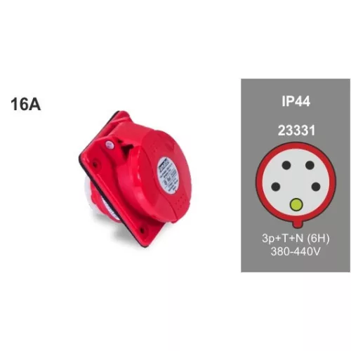 FAMATEL ipari beépíthető dönt. dugalj 3P+N+F 380V16A IP44, 23331, Famatel S.A