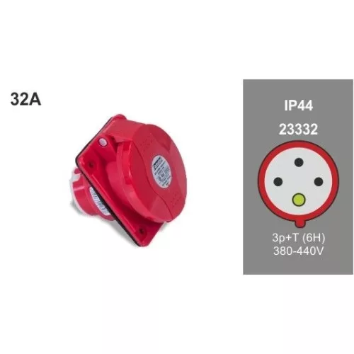 FAMATEL beépíthető döntött dugalj/dafb-323/ 3P+F 380V 32A  IP44, 23332, Famatel S.A