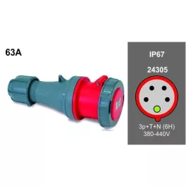  FAMATEL ipari lengő dugalj 3P+N+F 380V 63A  IP67, 24305, Famatel S.A