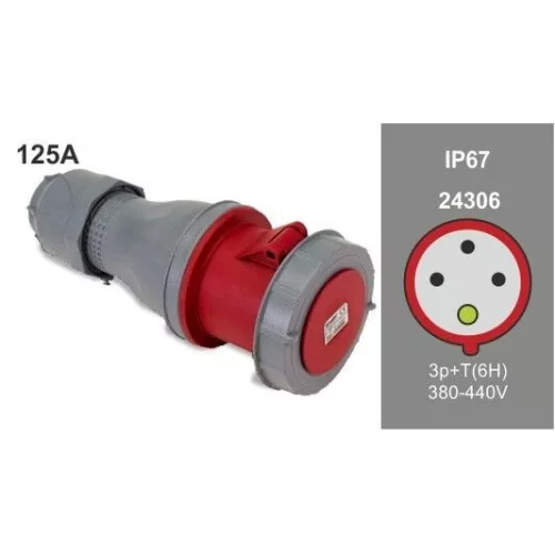 FAMATEL ipari lengő dugalj 3P+F 380V 125A  IP67, 24306, Famatel S.A