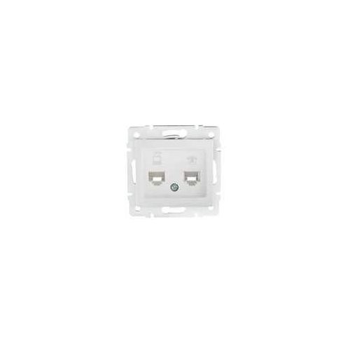Kanlux 24758 DOMO 01-1440-002 fehér adat-telefoncsatlakozó aljzat (RJ45 Cat 6+RJ11)