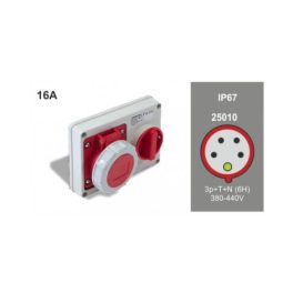   Vízsz. szerelt ipari alj kapcsolóval 3P+N+F 16A 380V IP67, 25010, Famatel S.A