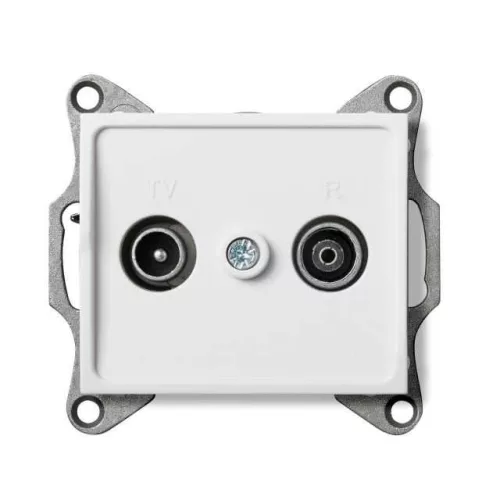 Kanlux 25100 LOGI 02-1320-002 fehér antenna csatlakozó TV/FM aljzat, átmenő