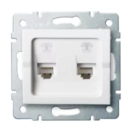   Kanlux 25107 LOGI 02-1380-002 fehér dupla telefon csatlakozó aljzat, független (2xRJ11)