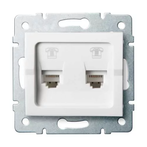 Kanlux 25107 LOGI 02-1380-002 fehér dupla telefon csatlakozó aljzat, független (2xRJ11)