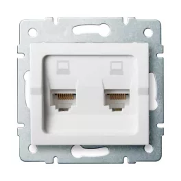   Kanlux 25111 LOGI 02-1420-002 fehér dupla adatcsatlakozó aljzat, független (2xRJ45 Cat 6 Jack)
