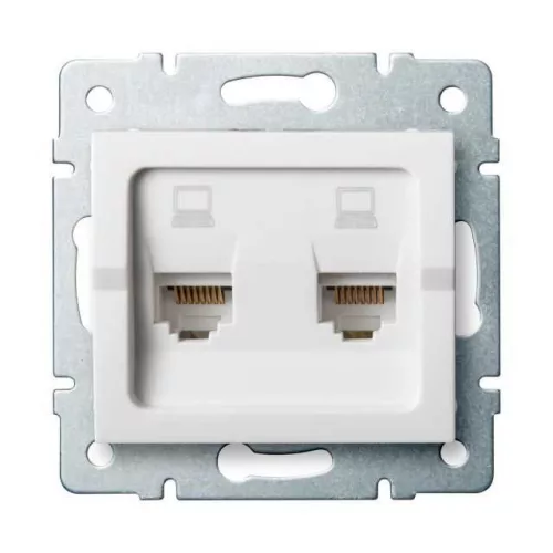 Kanlux 25111 LOGI 02-1420-002 fehér dupla adatcsatlakozó aljzat, független (2xRJ45 Cat 6 Jack)