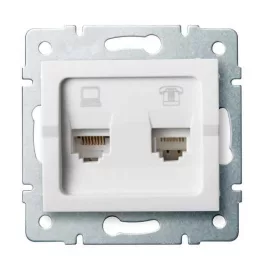   Kanlux 25112 LOGI 02-1430-002 fehér adat-telefoncsatlakozó aljzat (RJ45 Cat 5e+RJ11)