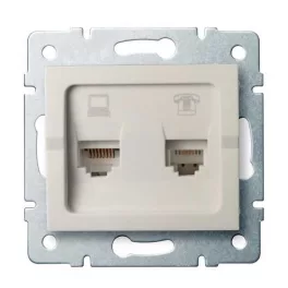   Kanlux 25172 LOGI 02-1440-003 krém adat-telefoncsatlakozó aljzat (RJ45 Cat 6+RJ11)