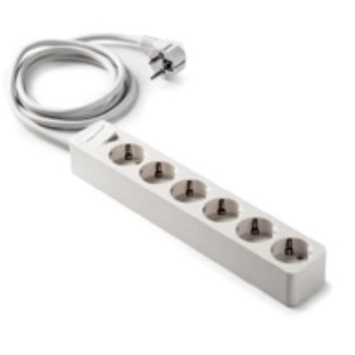 Földelt szerelt elosztó hatos /hosszanti/ 1.5m vez, kapcsolós, krém, 16A-250V, 2518, Famatel S.A