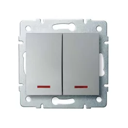   Kanlux 25189 LOGI 02-1023-143 ezüst jelzőfényes dupla nyomókapcsoló