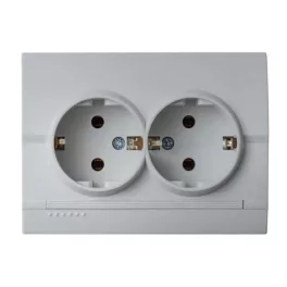   Kanlux 25213 LOGI 02-1270-143 ezüst Schuko földelt dupla dugalj komplett