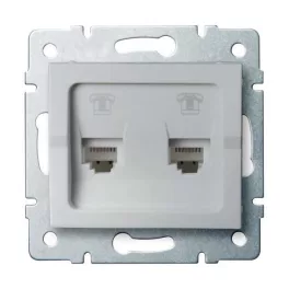   Kanlux 25225 LOGI 02-1380-043 ezüst dupla telefon csatlakozó aljzat, független (2xRJ11)