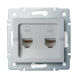   Kanlux 25228 LOGI 02-1410-043 ezüst dupla adatcsatlakozó aljzat, független (2xRJ45 Cat 5e Jack)