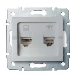   Kanlux 25230 LOGI 02-1430-043 ezüst adat-telefoncsatlakozó aljzat (RJ45 Cat 5e+RJ11)