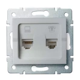   Kanlux 25231 LOGI 02-1440-043 ezüst adat-telefoncsatlakozó aljzat (RJ45 Cat 6+RJ11)