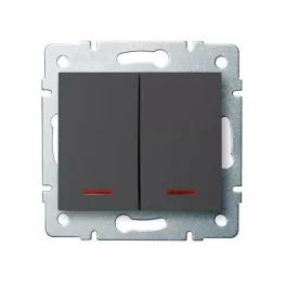   Kanlux 25248 LOGI 02-1023-141 grafit jelzőfényes dupla nyomókapcsoló