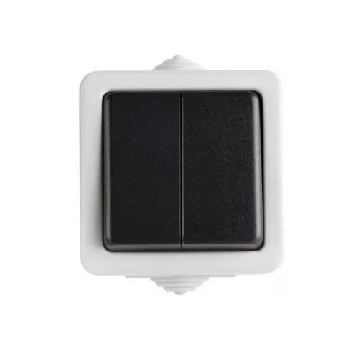 Kanlux 25352 TEKNO 05-1028-143 fekete kettős váltókapcsoló IP54