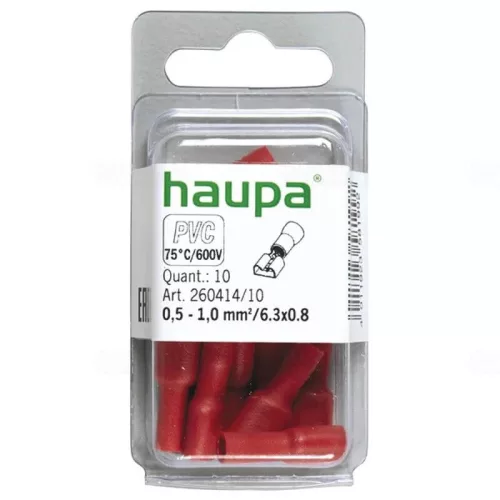 HAUPA Gyorscsatlakozó telj.szig. PTCSH 260414/10 SmallPack HAUPA 0,5-1,0/ 6,3x0,8 PVC (10db/bliszter)