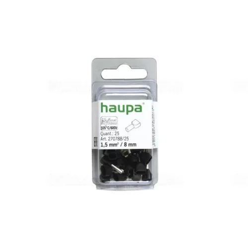 HAUPA Érvéghüvely iker 2* 1,5/ 8 fekete 270788/25 SmallPack Haupa (25db/bliszter)