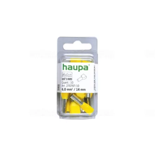 HAUPA Érvéghüvely iker 2* 6,0/14 sárga 270797/10 SmallPack Haupa (10db/bliszter)