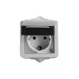   Kanlux 27130 TEKNO 05-1240-143 fekete Schuko dugalj gyermekvédelemmel IP54