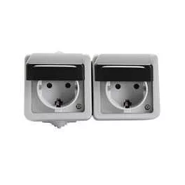   Kanlux 27131 TEKNO 05-1248-143 fekete dupla dugalj vízszintes, gyermekvédelemmel IP54