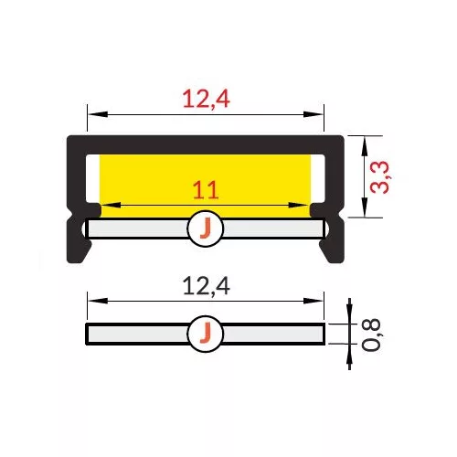 Topmet TM-takaró profil Begtin/Begton rápattintható/kihúzható transzparens 2000mm (J) 70330016