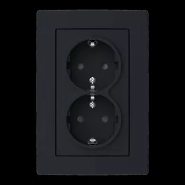   ABB Dupla dugalj SCHUKO/földelt gyermekvédett,
Zoni, fekete matt / fehér 5522T-C03458 137, 2CHT223458C4137