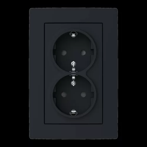 ABB Dupla dugalj SCHUKO/földelt gyermekvédett,
Zoni, fekete matt / fehér 5522T-C03458 137, 2CHT223458C4137